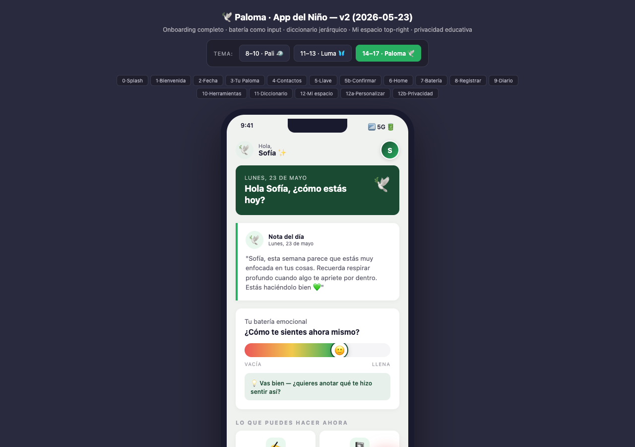 App Paloma para niños y adolescentes